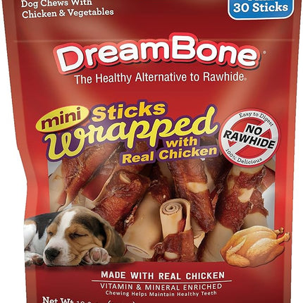 DreamBone Mini Chicken-Wrapped Sticks, 30 Ct., Rawhide-Free Chews for Dogs