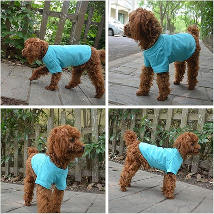 Lovelonglong 2019 Pet Clothing Dog Costumes Basic Blank T-Shirt Tee Shirts for Small Dogs Turquoise S
