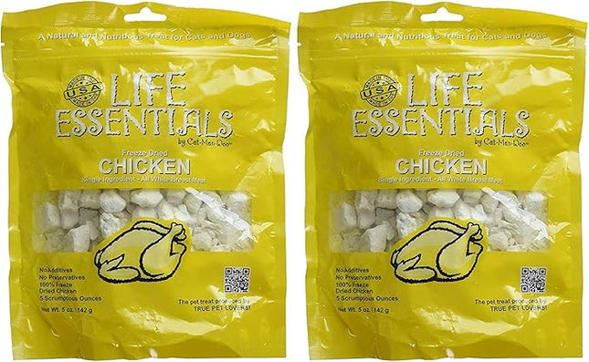 All-Natural Freeze Dried Chicken Treats for Dogs & Cats No Grains, Fillers, Additives and Preservatives Proudly Made in the USA - 2 Pack (5 oz. Bag)
