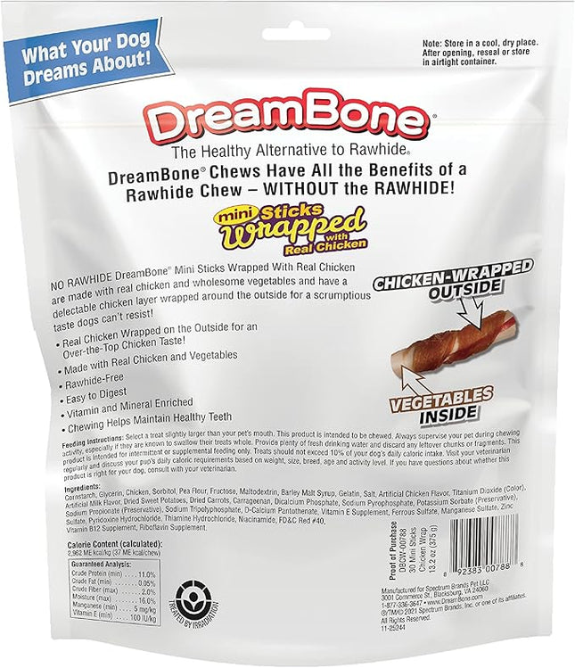 DreamBone Mini Chicken-Wrapped Sticks, 30 Ct., Rawhide-Free Chews for Dogs