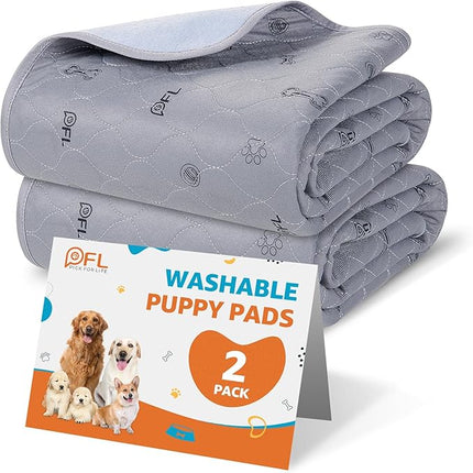 Washable Pee Pads for Dogs, 2Pack Puppy Pads Washable,Absorbent Reusable Whelping Pads Non-Slip Dog Mats with Bone Print for Floor Protector, Couch Cover, Crate, Potty Training 36x41