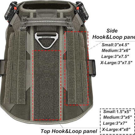 ICEFANG Tactical Dog Harness, Large Size,2X Metal Buckle,Working Dog MOLLE Vest with Handle,No Pulling Front Leash Clip,Hook and Loop Panel (Green,L (Pack of 1))