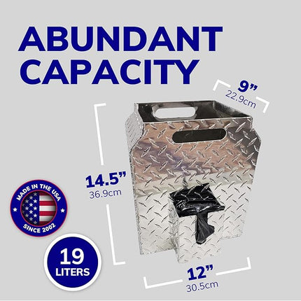 ActiveDogs Dog Poop Bucket Pet Waste Container - Heavy Duty Dog Poop Trash Can Outside Disposal Pail - A Rust-Resistant, Aluminium Metal, 5 Gallon Pail - Made in USA