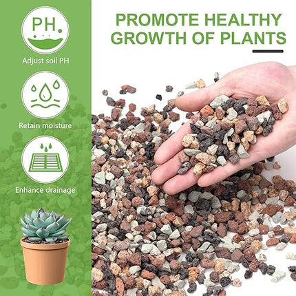 5lbs Mix Horticultural Lava Rocks for Plants, 1/5 Inch Potting Soil Amendment for Succulents, Cacti, Bonsai, Decorative Gravel Plant Drainage Volcanic for Terrarium, Top Dressing