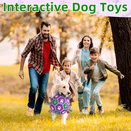 Dog Toys Soccer Ball with Nylon Strap, Puppy Birthday Gifts, Dog Outdoor Toys, Durable Fetch Ball Dogs Toy for Puppy Small Medium Breed (6 inch)