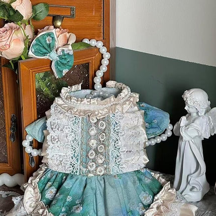 Fashion Sweet Puppy Dog Lace Princess Dress for EXTRAL Small and Small Dog C-Green Large