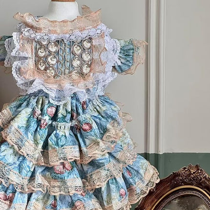 Fashion Sweet Puppy Dog Lace Princess Tailored Dress for Mini and Petite Dog A-Blue Small