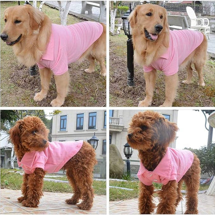 lovelonglong Basic Dog Polo Shirts Premium Cotton, Polo T-Shirts for Large Medium Small Dogs with a Two-Button Collar Blank Color Pink L
