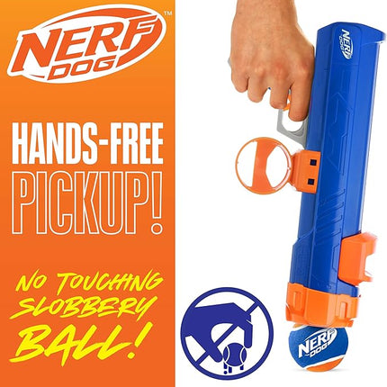 Nerf Dog Tennis Ball Blaster Dog Toy Blue/Orange, 16 Inch Compact Blaster with 1 Ball