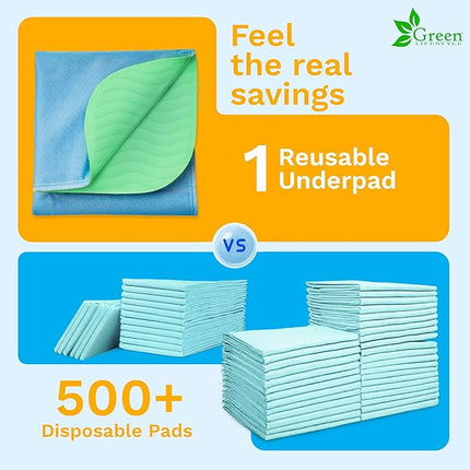 GREEN LIFESTYLE® Washable Underpads - Heavy Absorbency Reusable Bedwetting Incontinence Pads for Kids, Adults, Elderly, and Pets - Toddler Mattress Pads for Bed, Sofa, Couch, Floor (Pack of 6 - 30x34)