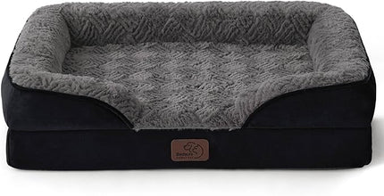 Bedsure Orthopedic Dog Beds for Small Dogs - Washable Small Dog Cat Bed Waterproof, Comfort Pet Couch Sofa with Washable Removable Cover, Pets Bed with Nonskid Bottom, Plush-Black, 24"