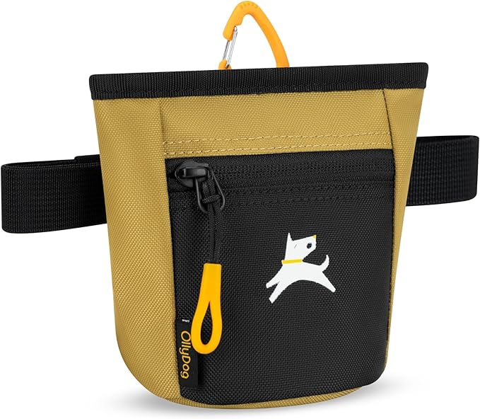 OllyDog Goodie Treat Bag, Dog Treat Pouch, Waist Belt Clip for Hands-Free Training, Magnetic Closure, Dog Training and Behavior Aids, Three Ways to Wear (Antelope)
