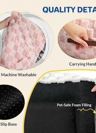 Cat Bed Cat Couch for Puppy and Kitten, Fluffy Dog Bed Medium Dogs Couch, Supportive Cats Sofa for Indoor Cats, Washable Cover & Non-Slip, 32 inch, Pink