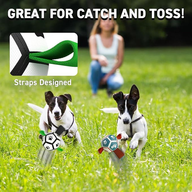QDAN 2 Pack Small Dog Toys, 3.5 Inch Puppy Balls, Dog Balls with Straps for Small Breed, Soccer Ball for Dogs, Puppy Toys, Dog Birthday Gift