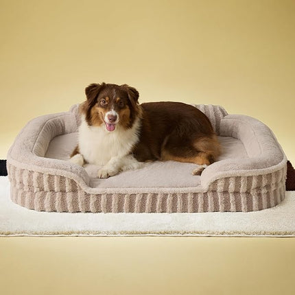 LE SURE Cute Dog Beds Large Sized Dog, Orthopedic Waterproof Large Pet Bed with Sides, High Back Non-Slip Bottom and Egg-Crate Foam Pet Couch Sofa with Washable Removable Cover, Hazel