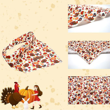 Lionheart glory Turkey Dog Bandanas Fall 1 Pack Washable Soft Dogs Scarf, Square Adjustable Girl or Boy Dog Bandanas for Small Dogs Holiday
