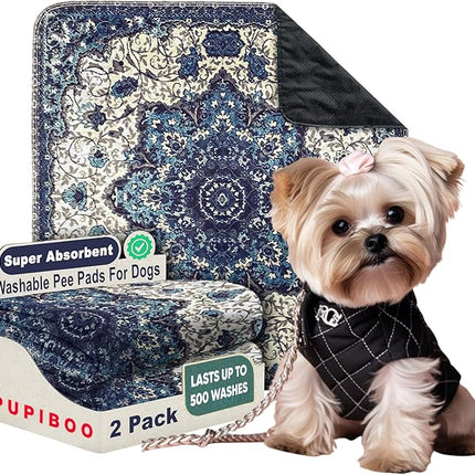 PUPIBOO Washable Pee Pads for Dogs and Cats - Super Absorbent Reusable Puppy Training Pads - 100% Waterproof, Leak-Proof & Non-Slip Whelping Pads for Pet Housebreaking
