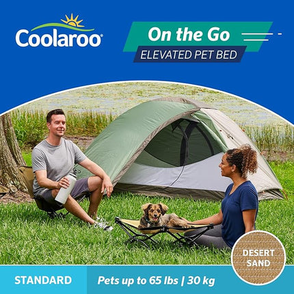 Coolaroo On-The-Go Elevated Dog Bed - Foldable Pop-Up Travel Dog Bed with Breathable, Moisture-Resistant Fabric, Carry Bag Included, Lightweight & Portable, Desert Sand, Standard