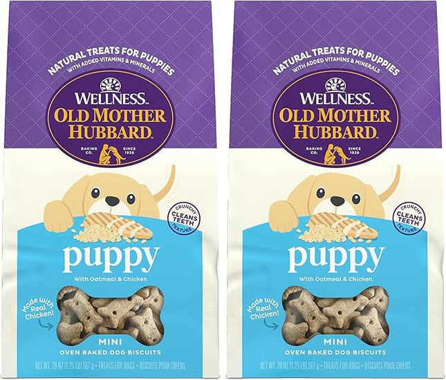 Old Mother Hubbard by Wellness Classic Natural Puppy Treats, Crunchy Oven-Baked Biscuits, Ideal for Training, Mini Size Dog Treats, 20 Ounce Bag (Pack of 2)