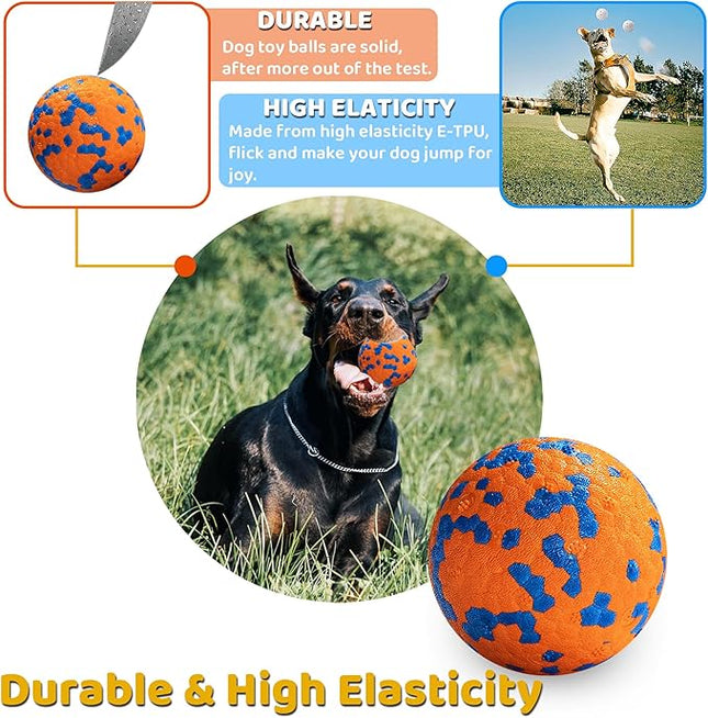 Dog Balls, Indestructible Dog Toy Ball for Aggressive Chewers, Durable High Elasticity Interactive Ball for Training Dog Catch and Fetch, Large Medium Small Dog and Puppies(Orange, 3in, 1pcs)