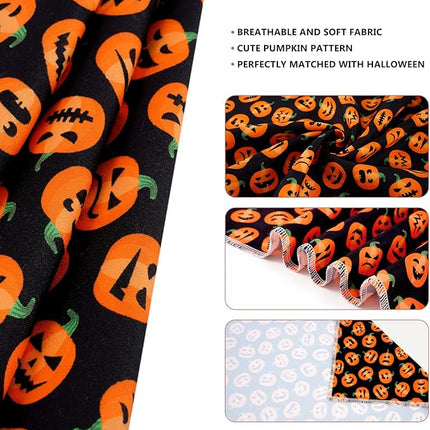 E-Clover Halloween Dog Bandanas & Matching Scrunchie Set Pumpkin Dog Scarf Kerchiefs Pet Outfit for Medium Large Dogs Owner Mom Orange Black Fall