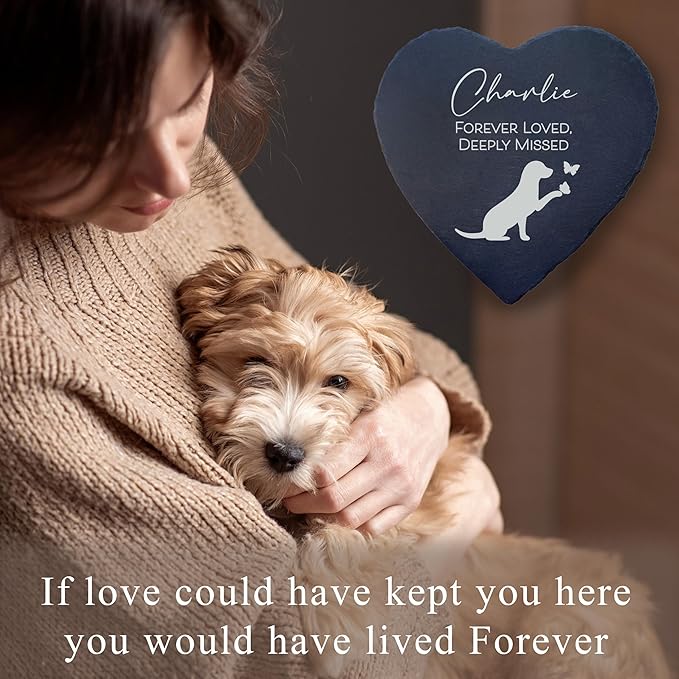 Dog Memorial Gifts for Loss of Dog, Cemetery Decorations for Grave, Pet Loss Sympathy Gift, Personalized Remembrance Garden Stone, Cat Lovers Heaven Grave Markers Bereavement Headstone (A09H)