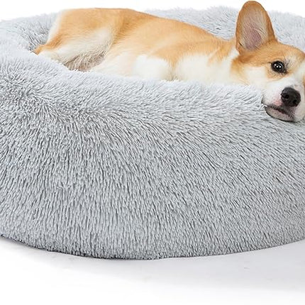 SAVFOX Calming Dog Bed, Anti Anxiety Dog Bed, Plush Donut Dog Bed for Small Dogs, Medium, Large & X-Large, Soft Fuzzy Comfy Dog Bed in Faux Fur, Cuddler Pet Bed, Washable, Multiple Sizes S-XL