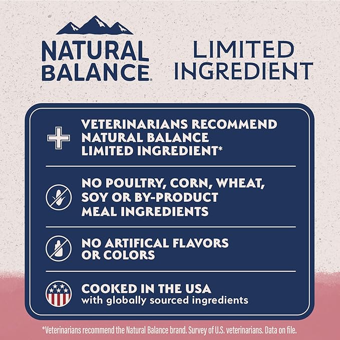 Natural Balance Limited Ingredient Adult Dry Dog Food with Healthy Grains, Salmon & Brown Rice Recipe, 24 Pound (Pack of 1)