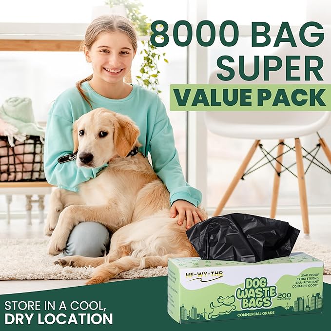 Dog Waste Bags 8000 Count - Replacement Doggie Poop Bags for Outdoor - Thick, Leakproof, Odor Control and Tear Resistant