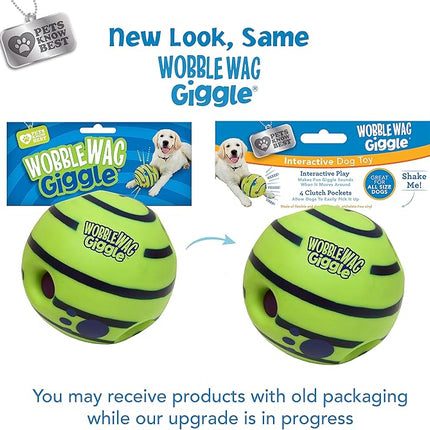 Wobble Wag Giggle Ball | Rolling Enrichment Toy for Fun Playtime, Interactive Play for Indoor or Outdoor, Keeps Dogs & Puppies Large, Medium or Small Busy & Moving, As Seen on TV | Pack of 1