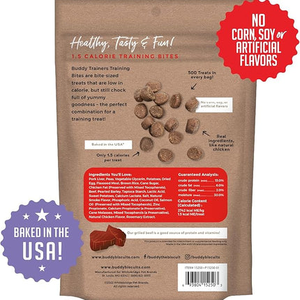 Buddy Biscuits Trainers Training Bites Soft & Chewy Dog Treats, Beef, 10 oz. Pouch (Pack of 2)