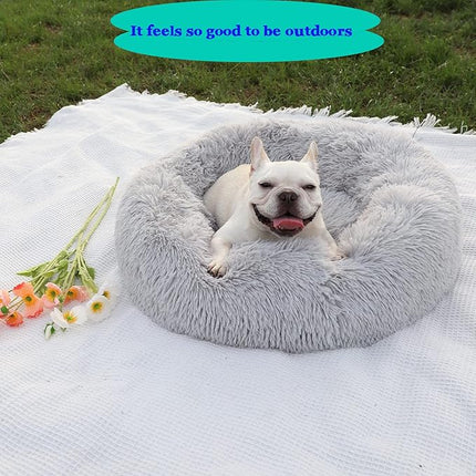 nononfish Dog Beds for Medium Dogs Washable，28 inches Gray Calming and Anti Anxiety Fits up to 45 lbs Pets Beds for Medium Dog.