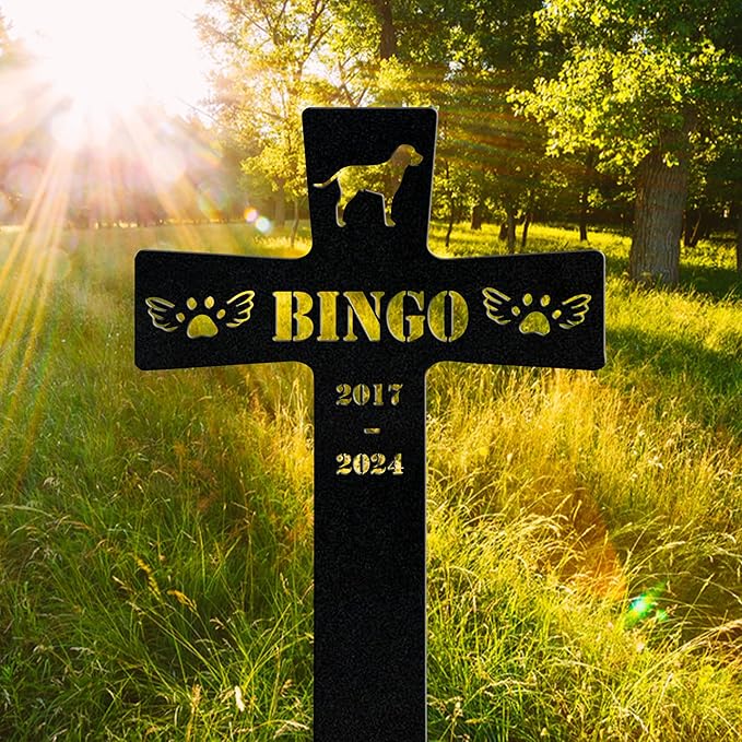 Personalized Metal Dog Grave Markers Stake, Pet Memorial Outdoor Garden Sign Plaque, Custom Pets Name Marker for Cemetery, Pet Loss Sympathy Gift