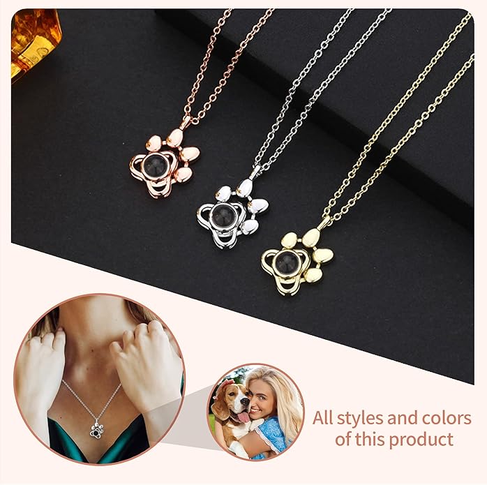 Easycosy Personalized Picture Necklace Projection Necklace with Photo Inside - Custom Photo Heart Pendant Necklace - Photo Gifts Valentines Birthday Love Memorial Gifts for Girlfriend Wife Women