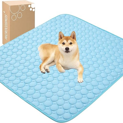 MICROCOSMOS Summer Cooling Mat & Sleeping Pad- Water Absorption Top, Materials Safe, Easy Carry, EZ Clean. Keep Cooling for Pets, Kids and Adults.(Blue, 48" x48")