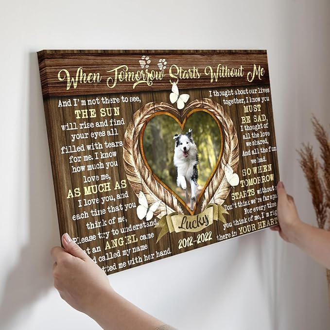 Dem Canvas Personalized Canvas Prints, Sympathy Gifts, Dog Loss Gifts, When Tomorrow Starts Without Me, Pet Memorial Gifts, Dog Memorial Pet Loss (36x24)
