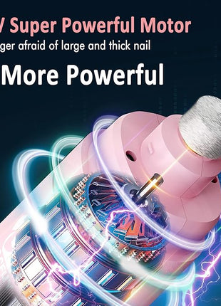 Casfuy Dog Nail Grinder with 2 LED Light for Large Medium Small Dogs - 3X More Powerful 2-Speed Electric Pet Nail Trimmer Rechargeable Quiet Painless Paws Grooming & Smoothing Tool