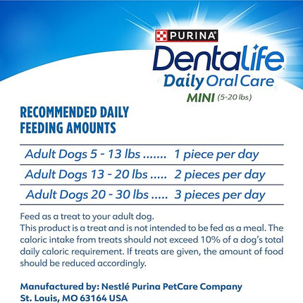 Dentalife Daily Oral Care Dog Treats for Small Dogs 5-20 lbs., Chewy Dental Treat to Freshen Breath and Fight Tartar, Chicken Flavor, 17.1 oz., 58 Chews - 58 ct. Pouch (Pack of 2)