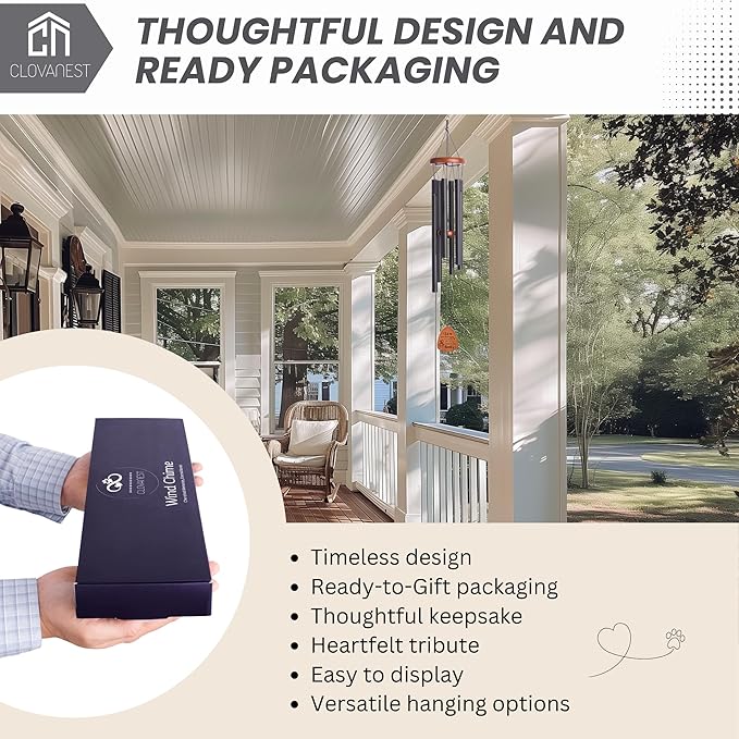 Pet Memorial Wind Chime (28 Inches), Loss of Pet Sympathy Gift Dog, Rainbow Bridge, Pet Memorial Gifts for Dogs, Remembrance, Bereavement Memory Gifts Dogs, passing away gift, Dog Wind Chimes Memorial