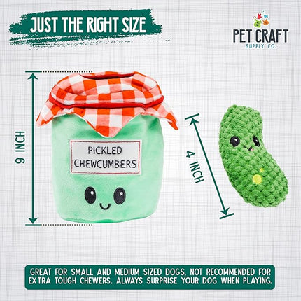 Pet Craft Supply Hide and Seek Plush Dog Toys Crinkle Squeaky Interactive Burrow Activity Puzzle Chew Fetch Treat Hiding Brain Stimulating Cute Funny Toy Bundle Pack -Pickles, for Medium Breeds
