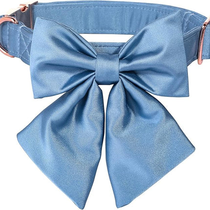 Lionet Paws Bowtie Dog Collar - Comfortable Silk Dog Collar with Detachable Bow Tie for Puppy and Cat, Neck 8-12 Inches