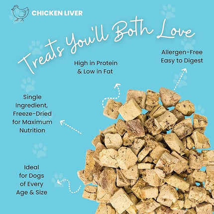 hotspot pets Freeze Dried Chicken Liver Treats for Cats & Dogs -1LB Big Bag-Made in USA- Single Ingredient All Natural, Grain-Free - Perfect for Training, Food Topper or Snack