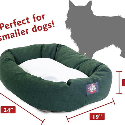 Majestic Pet 24 inch Green & Sherpa Bagel Dog Bed Products, 24.0"L x 19.0"W x 7.0"Th