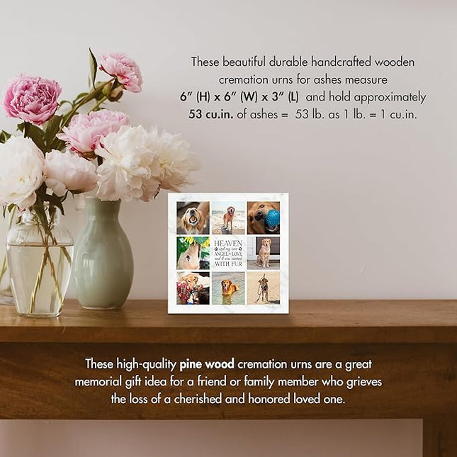 Lifesong Milestones Wooden Shadow Box Cremation Urn for Pet Ashes| Urns for Ashes of Deceased Pet Dog Cat| Sympathy Keepsake 6x6