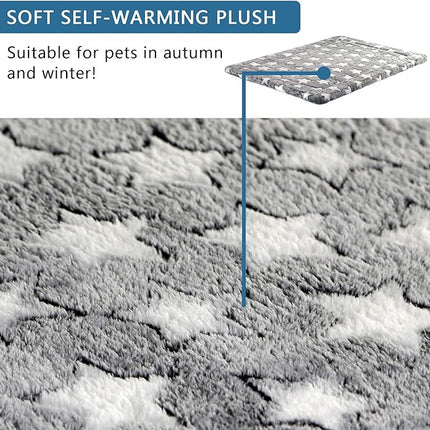 KROSER Fancy Dog Crate Pad - Reversible (Cool & Warm), Machine Washable, Suitable for Small to XXX-Large Dogs, Grey, Navy, Star Pattern