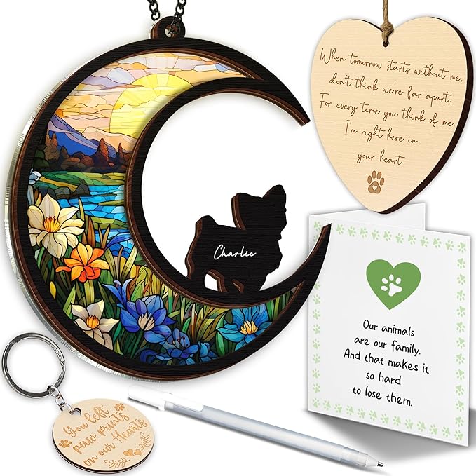 6'' Yorkshire Terrier Memorial Suncatcher, Custom Name, Pet Ornament Window Car Hanging, Sympathy Gift for Loss of Pet, Passed Away Remembrance Gift for Dog Lovers 40-SS1