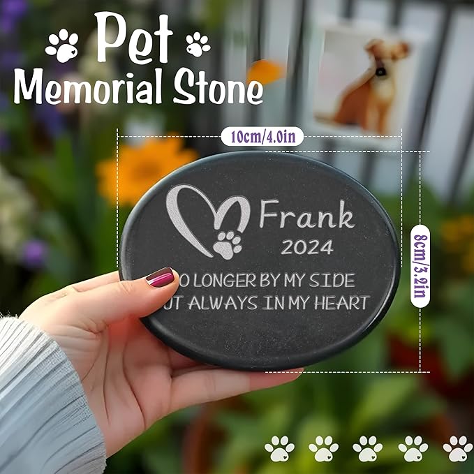 Dog Memorial Stone Personalized, Pet Memorial Stone, Pet Remembrance Gifts, Pet Memorial Gifts, Dog Memorial Gifts for Loss of Dog, Pet Sympathy Gifts for Dogs Cats