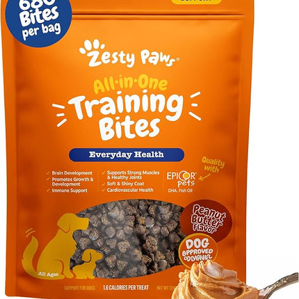 Zesty Paws Training Treats for Dogs & Puppies - Dog Treats for Training - Healthy Dog Chews for Hip, Joint & Muscle Health - for All Breeds and Ages - PB Flavor - 12oz