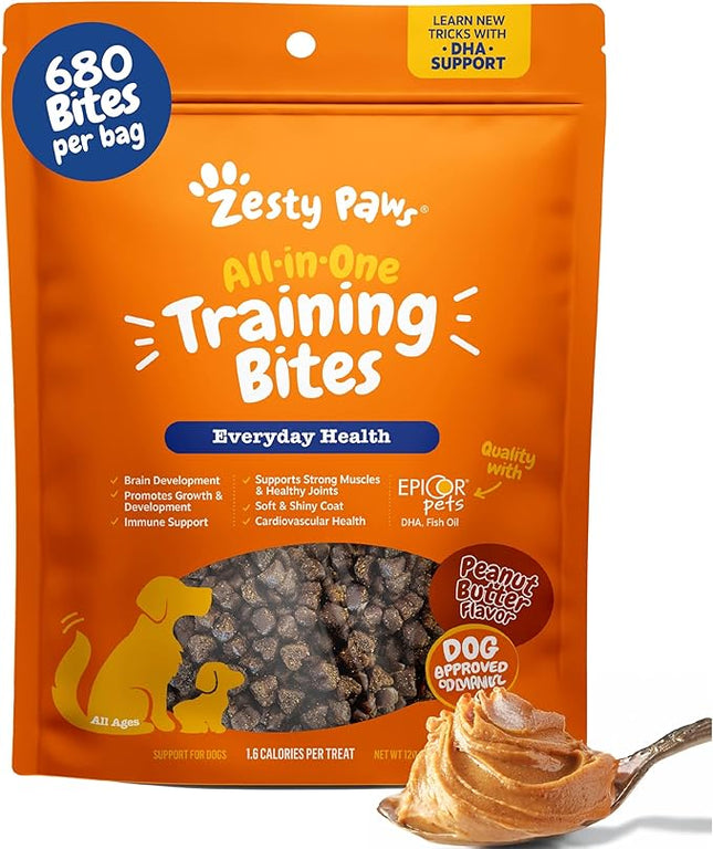 Zesty Paws Training Treats for Dogs & Puppies - Dog Treats for Training - Healthy Dog Chews for Hip, Joint & Muscle Health - for All Breeds and Ages - PB Flavor - 12oz