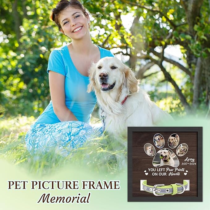 Personalized Pet Memorial Gifts for Dogs, Dog Memorial Gifts for Loss of Dog, Pet Remembrance Gift Dog, Custom Dog Memorial Collar Plaque, Pet Memorial Gifts Cat, Pet Memorial Picture Frame